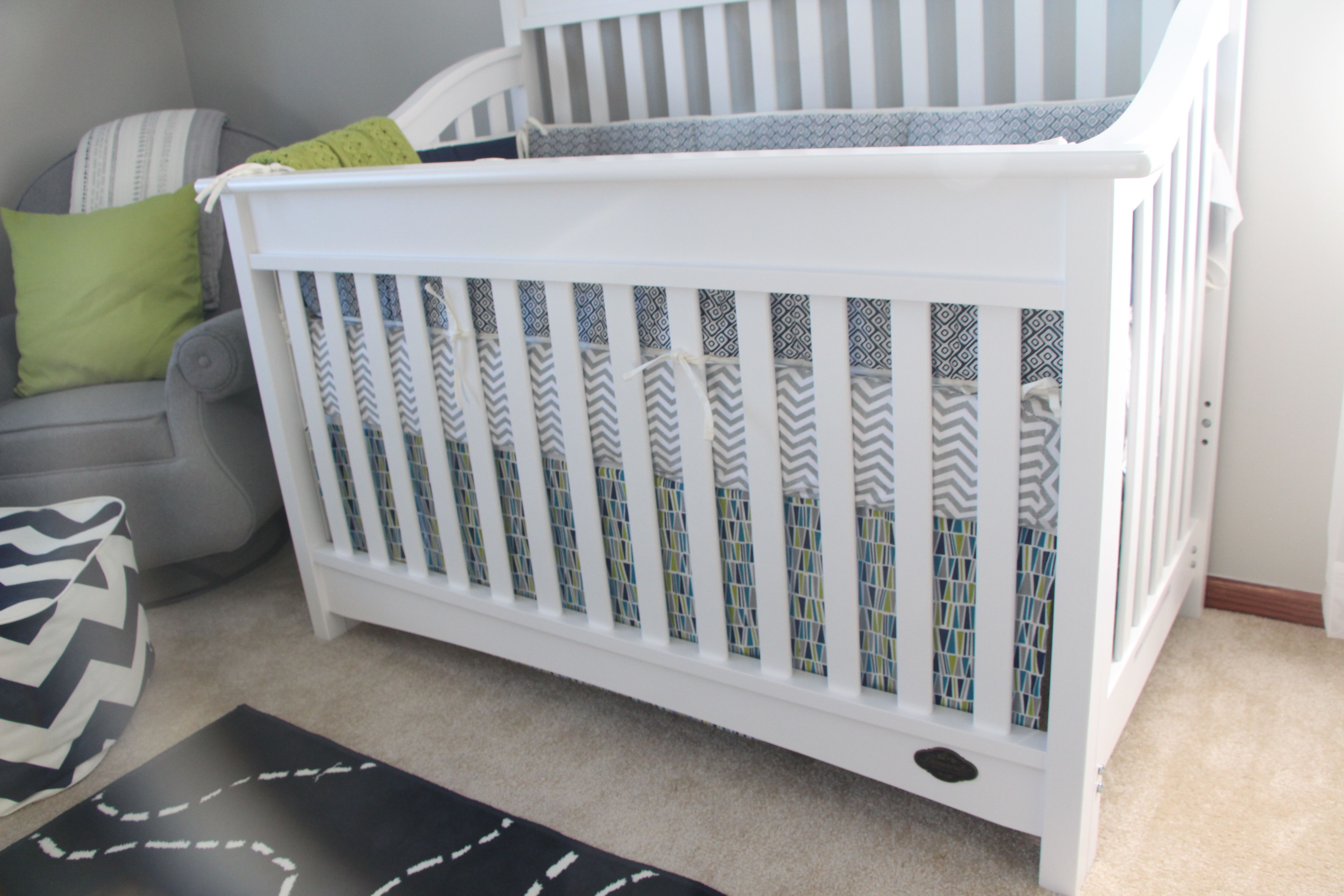 Baby boy nursery | little boy room | navy, lime green and gray nursery | This is our Bliss