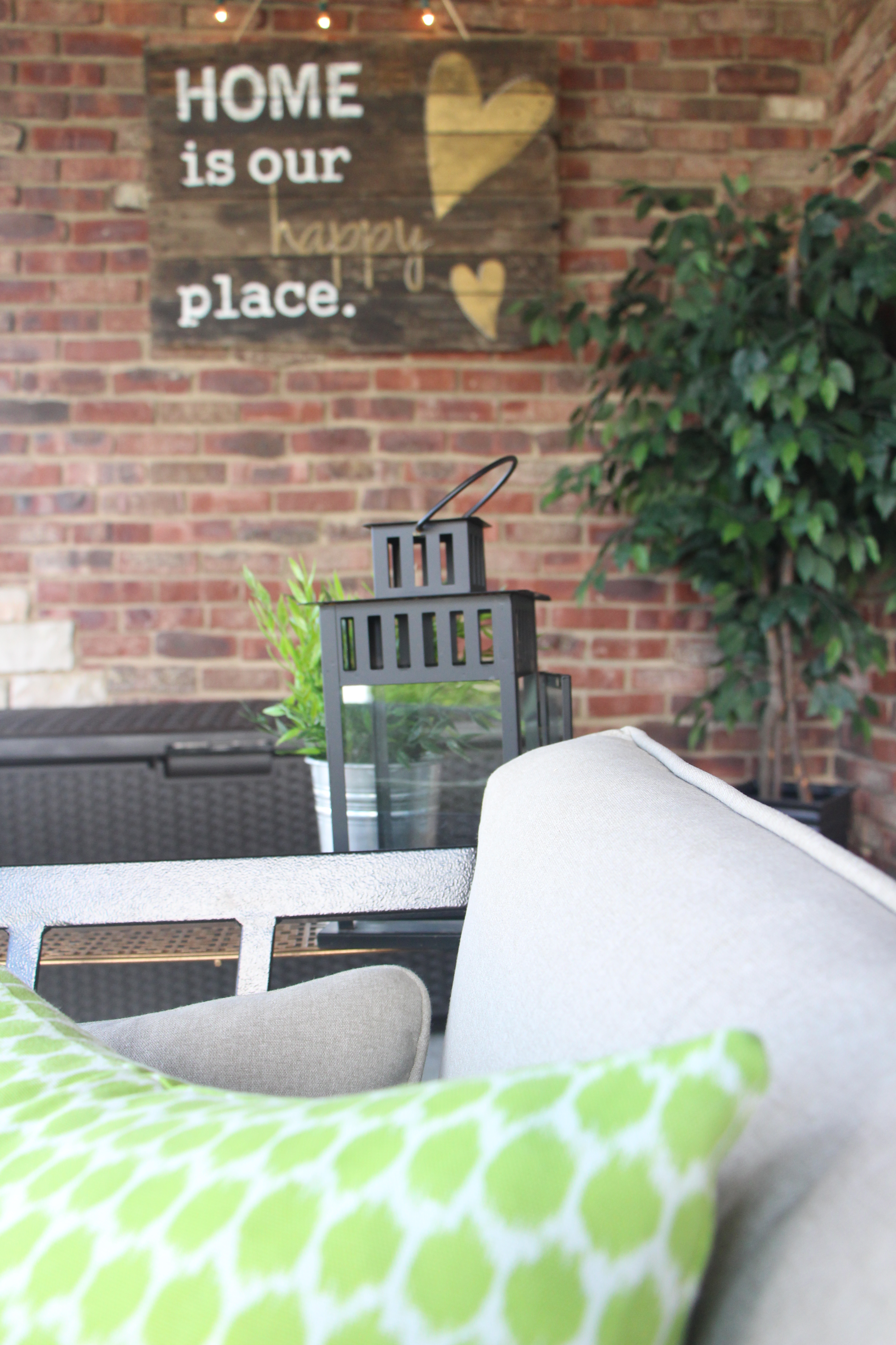 Outdoor curtains | outdoor oasis | backyard patio | This is our Bliss | DIY pallet sign