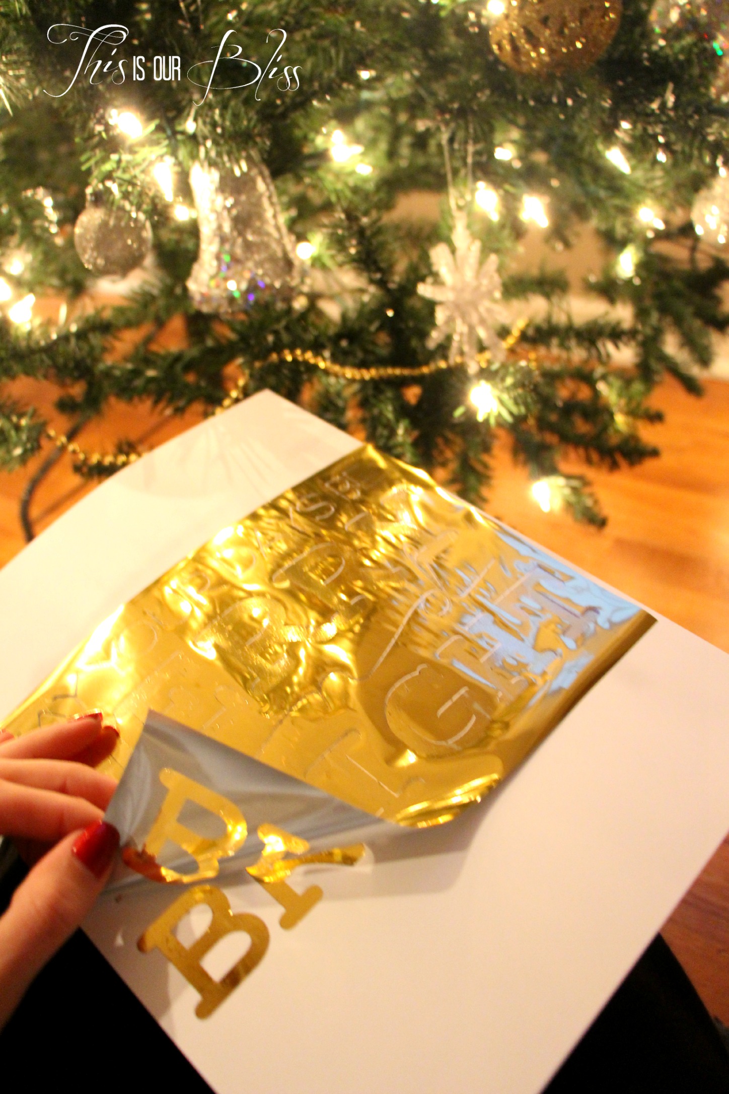 DIY gold foil art - holiday display - holiday decor - bling bling - merry and bright 3
