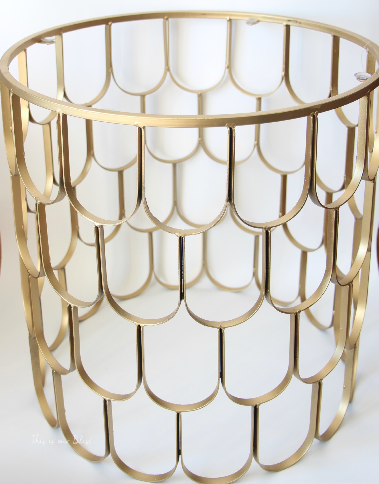 Gold metal frame for DIY laundry hamper - This is our Bliss