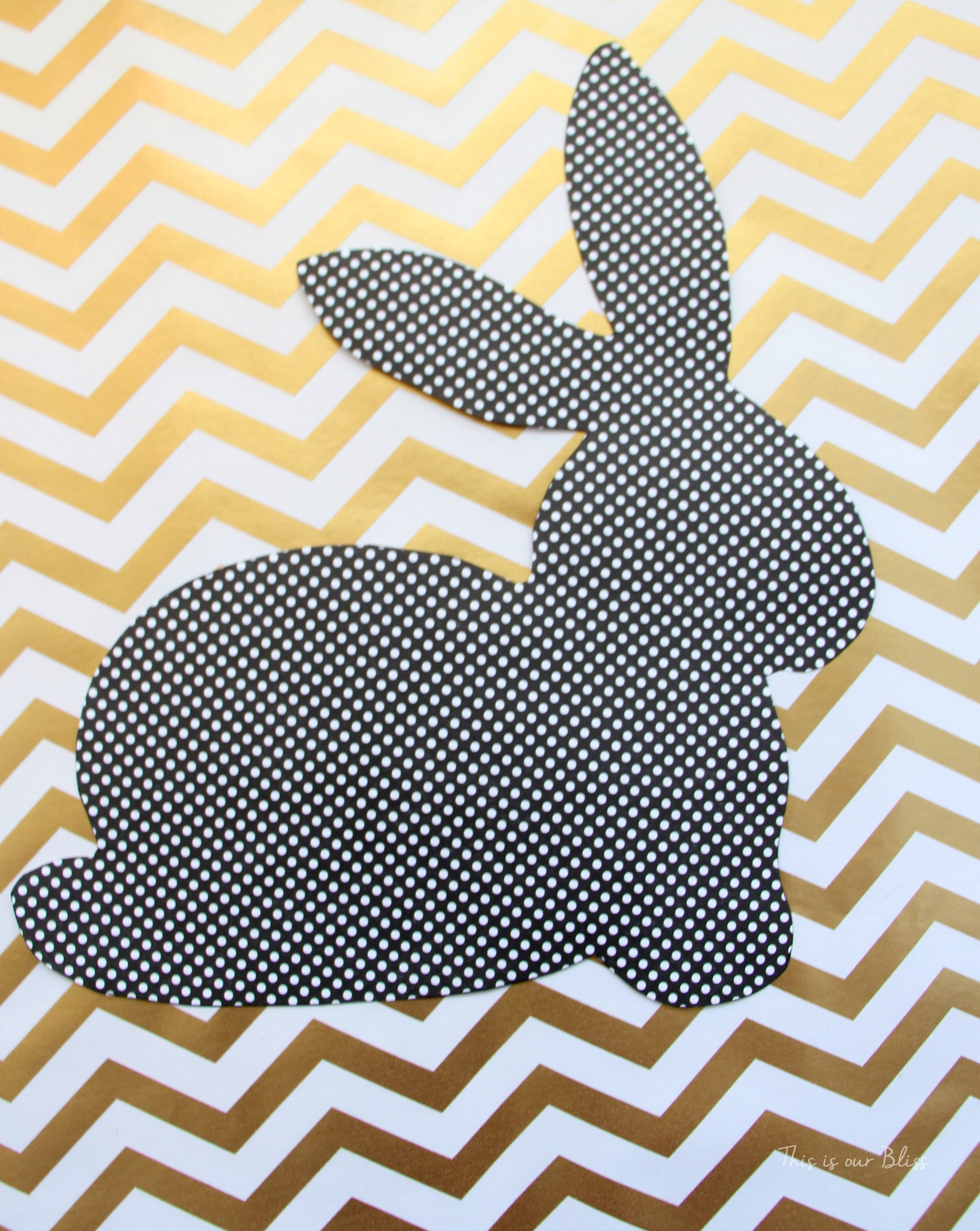Bunny printable - trace onto paper - cut out to use as a stencil - Chic Easter art - black white and gold - This is our Bliss 2