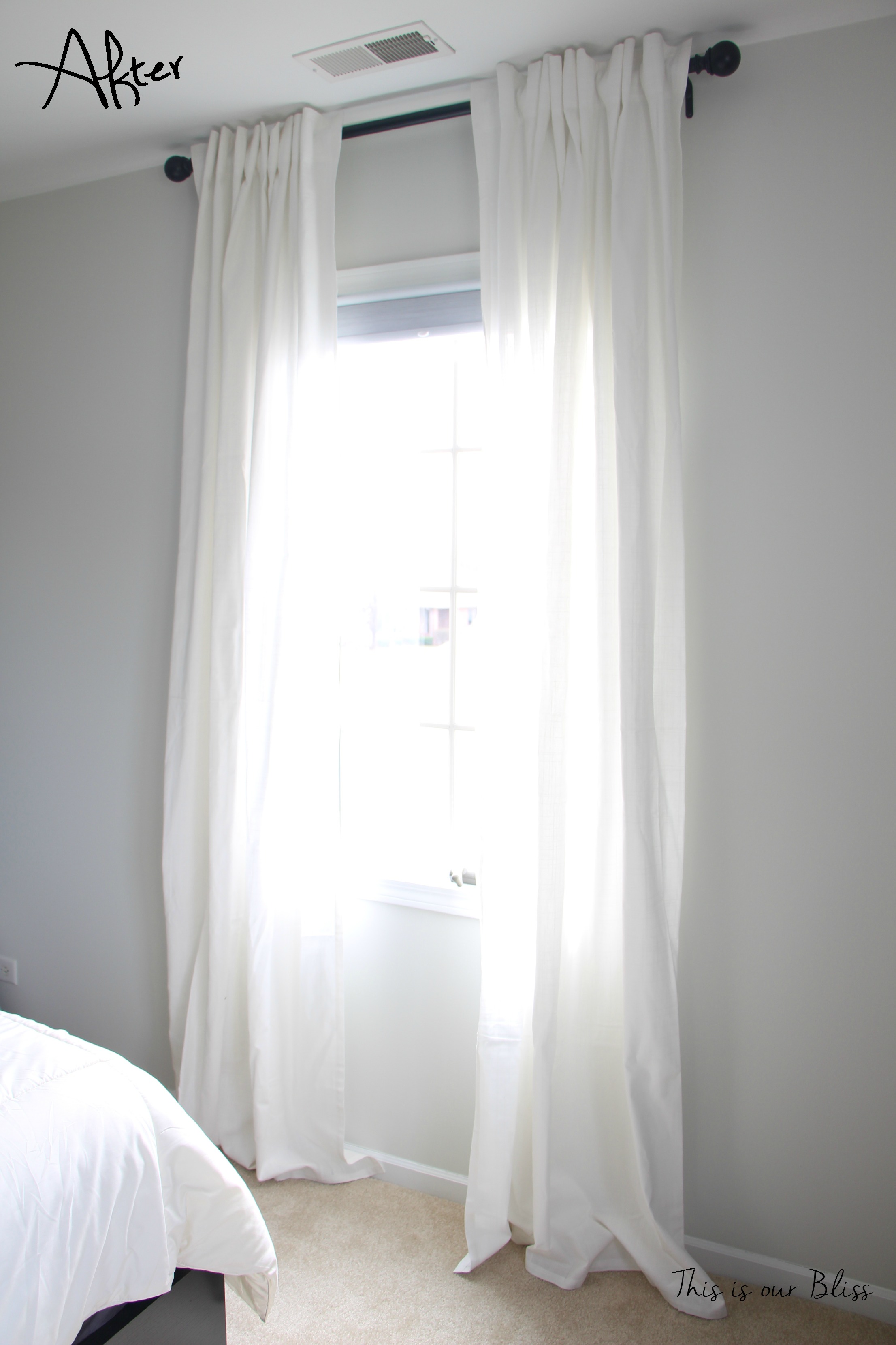 Curtain & curtain rods after - One Room Challenge - Guestroom Revamp - This is our Bliss