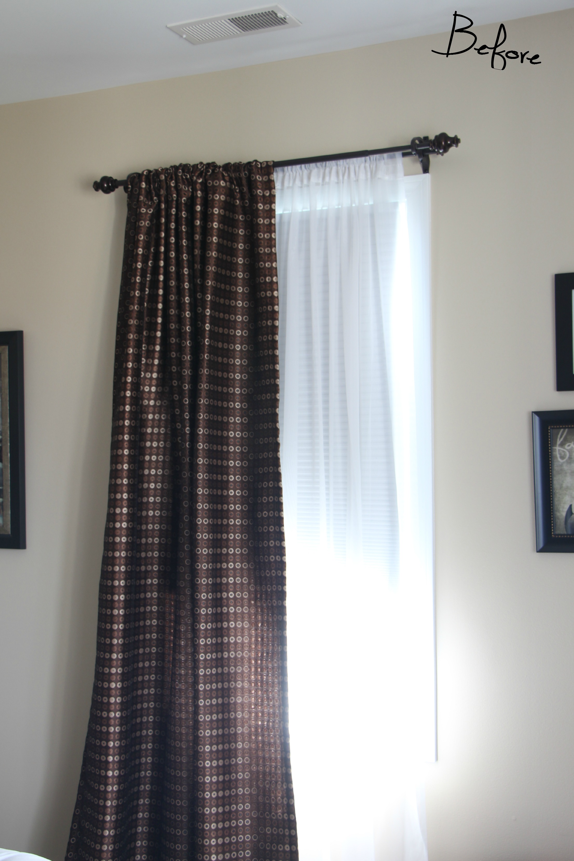 Curtains before - Guestroom Revamp - One Room Challenge - This is our Bliss