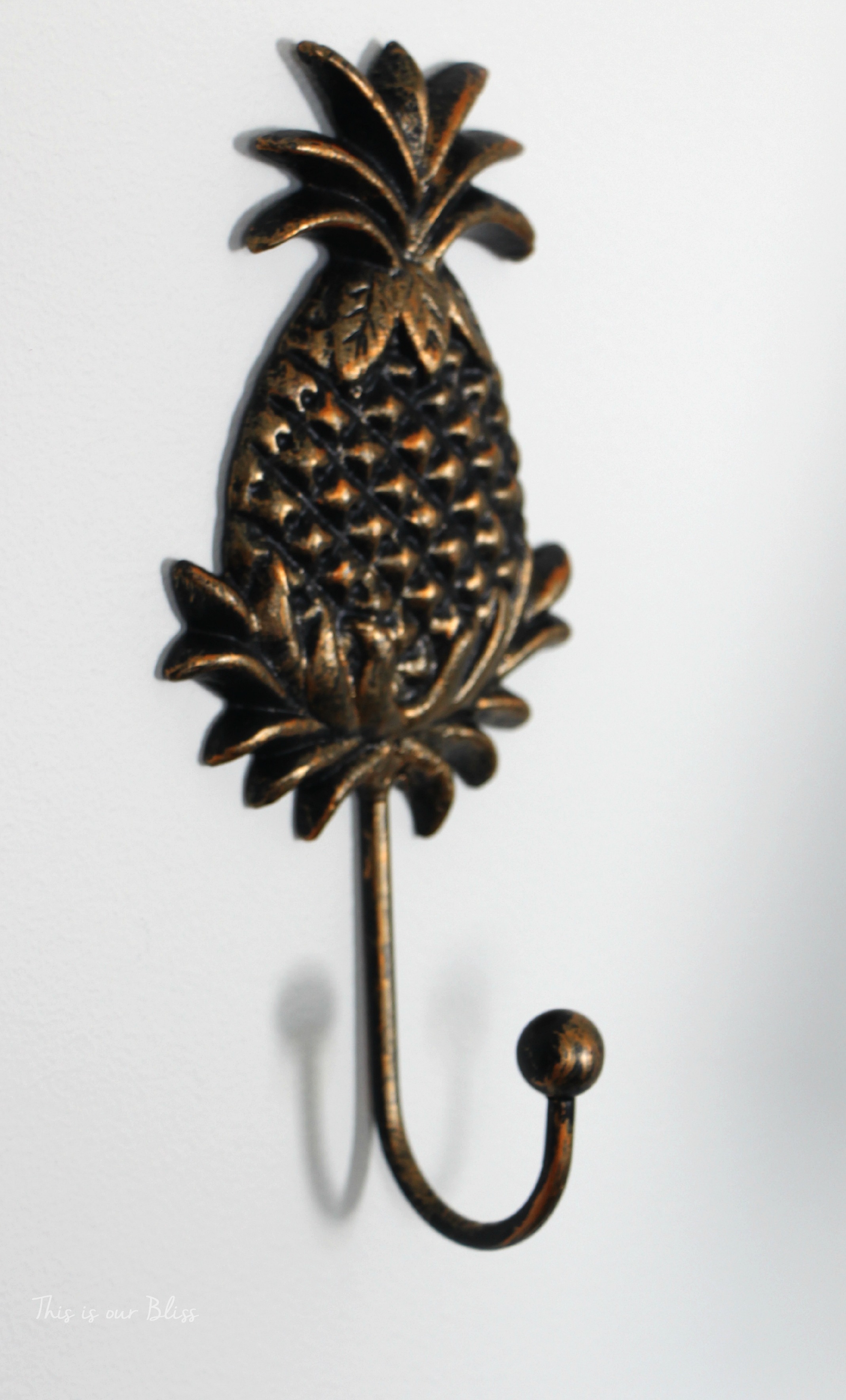 gold pineapple - wall hook - guestroom revamp - This is our Bliss