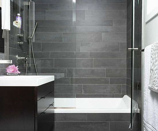 BHG gray shower tile bathroom