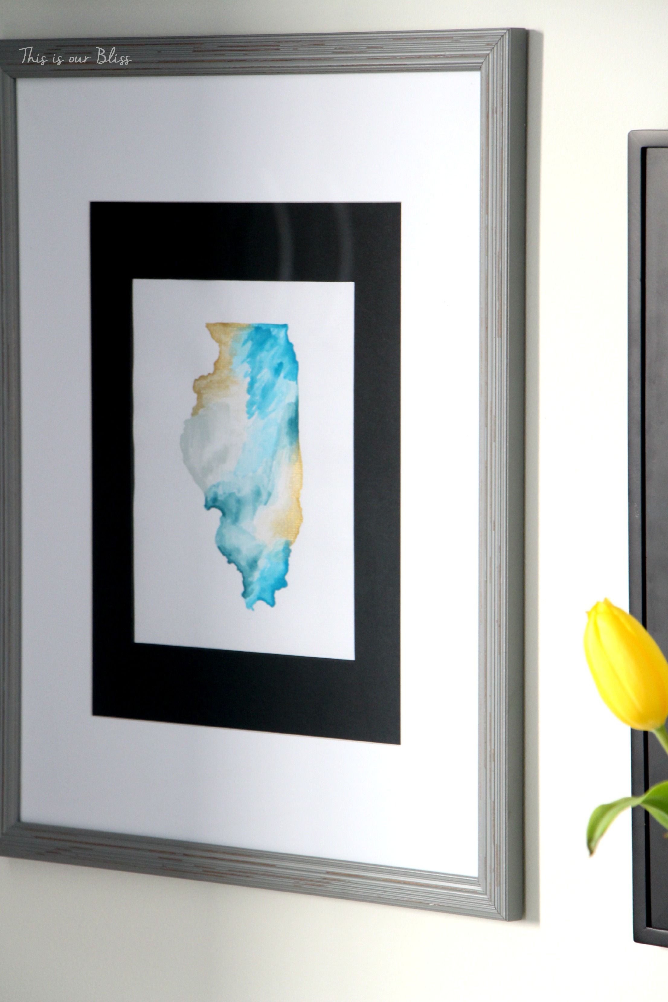 Guestroom revamp - gallery wall - Illinois watercolor - This is our Bliss