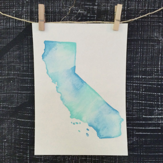 Watercolor California - place in progress