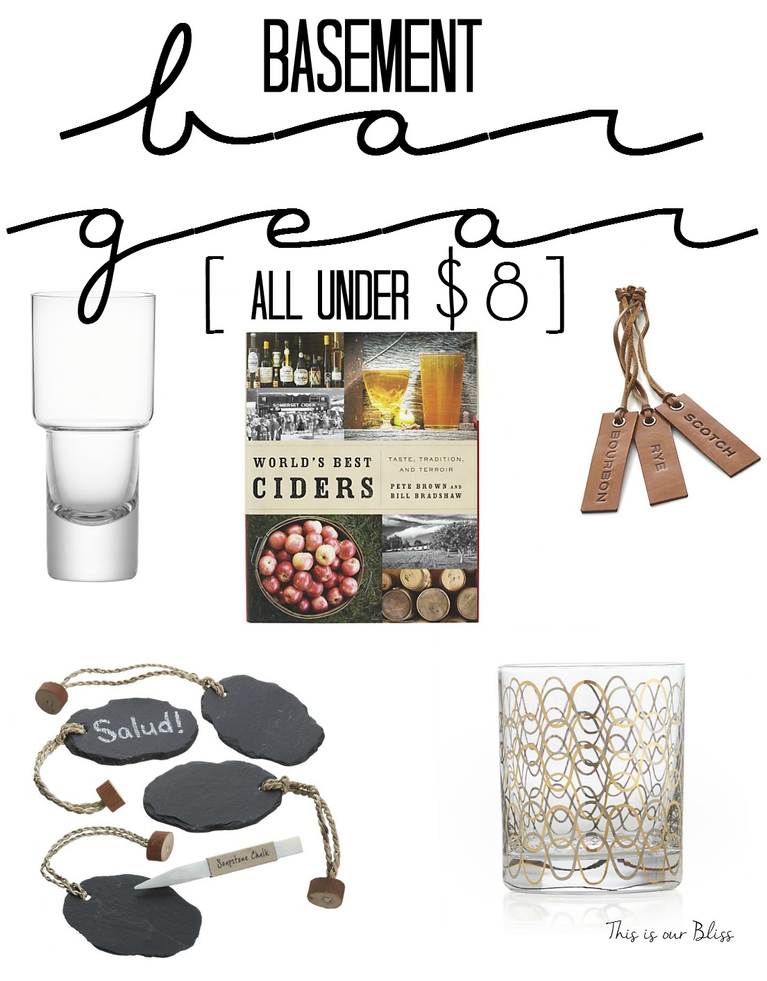 5 fab friday finds - basement bar gear - bar accessories -under $8 - father's day gift ideas - crate & barrel - this is our bliss
