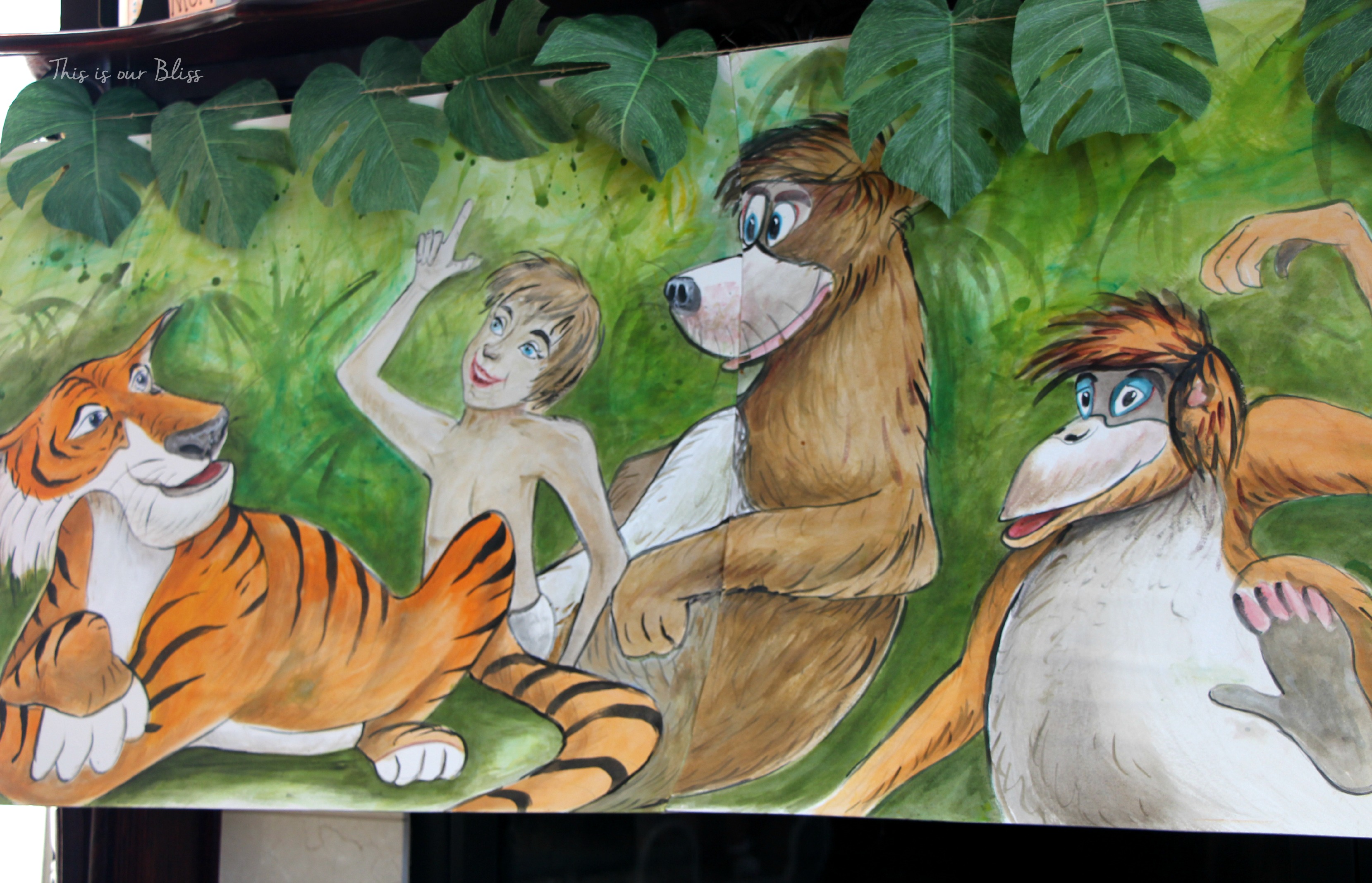 hand-painted Jungle book themed canvas banner - This is our Bliss