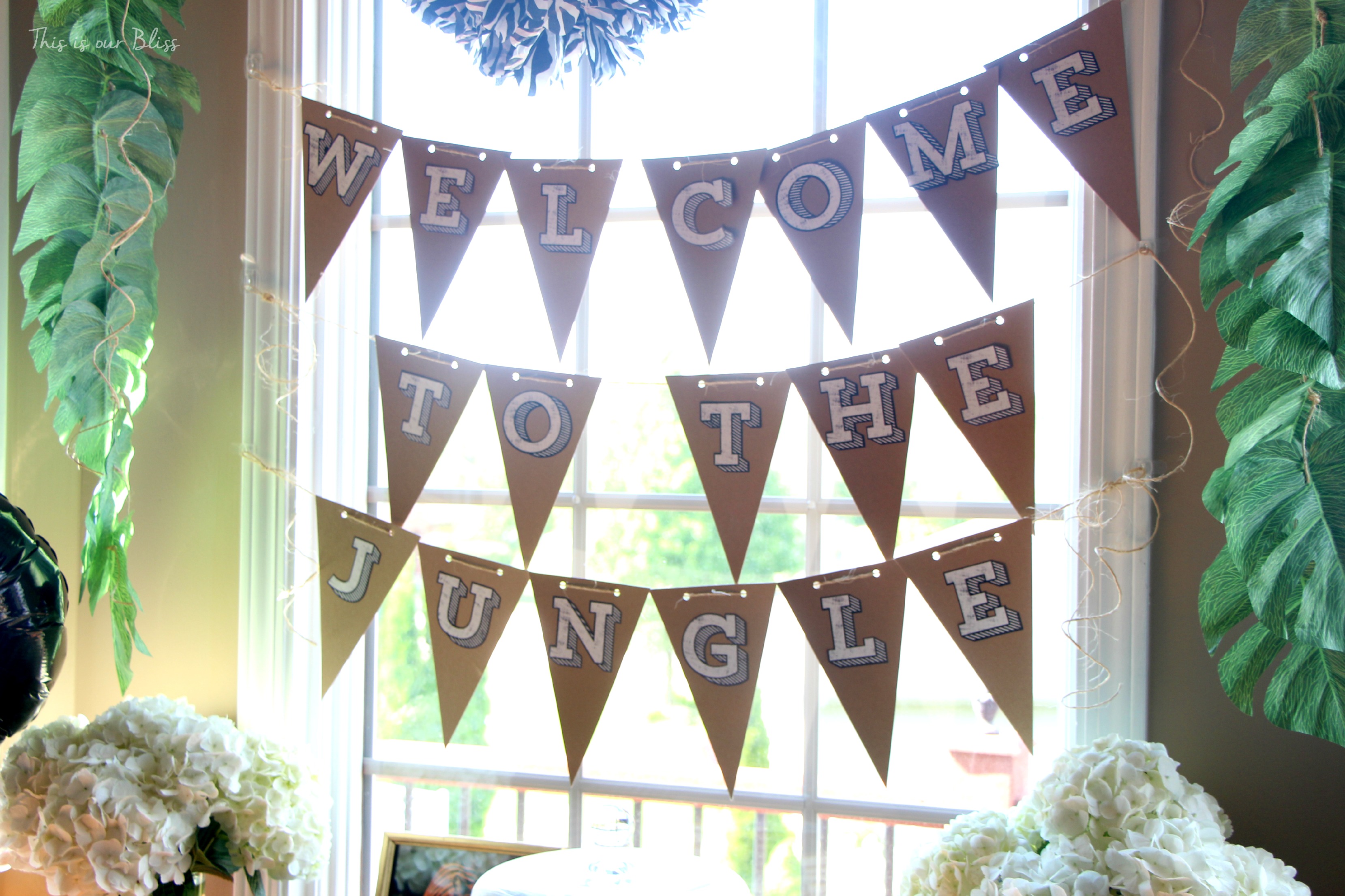 Welcome to the Jungle bunting - safari jungle birthday party - first birthday party - party decorations - DIY party decorations - This is our Bliss