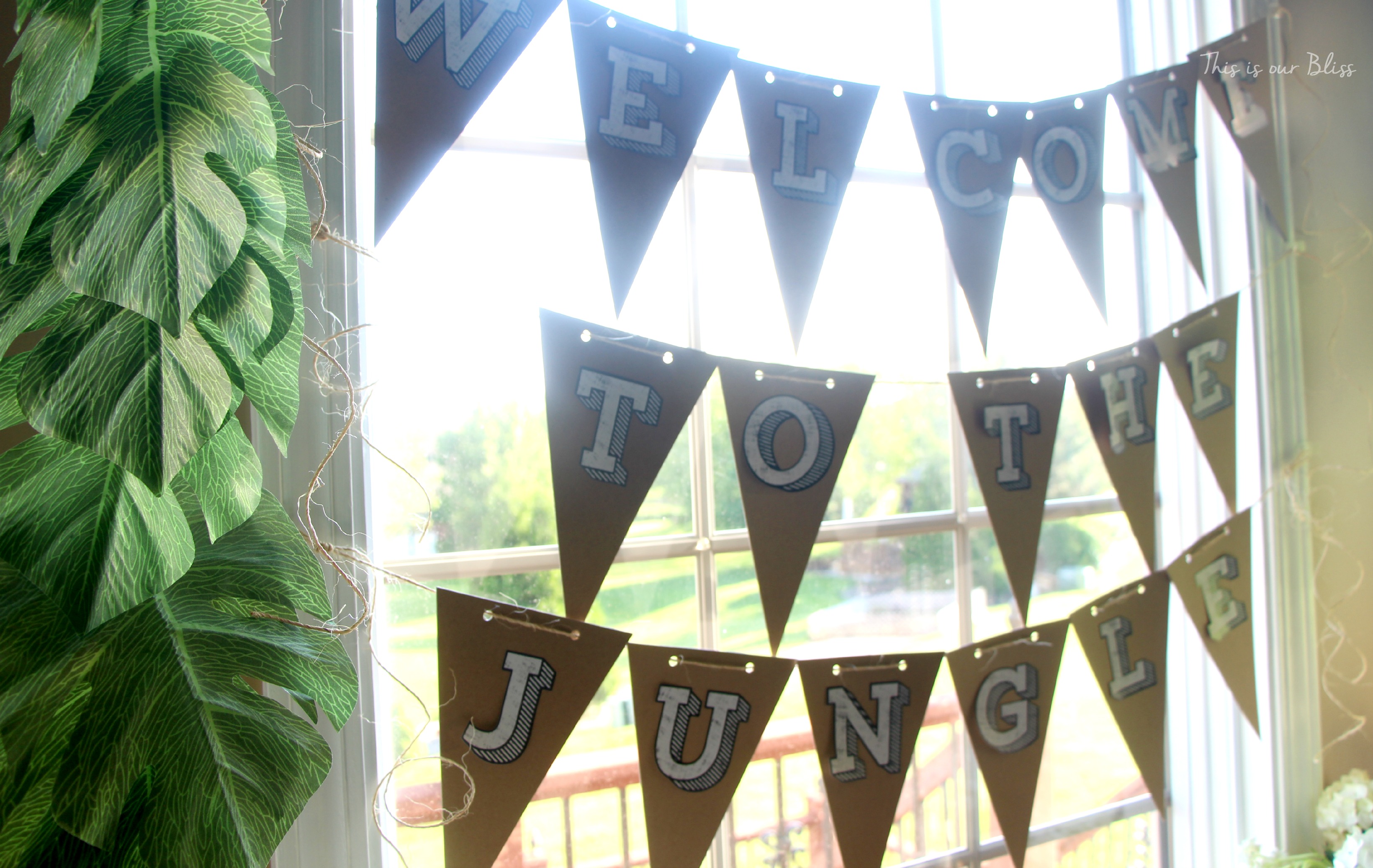 welcome to the jungle - diy bunting - safari style soiree - 1st birthday party decorations - this is our bliss