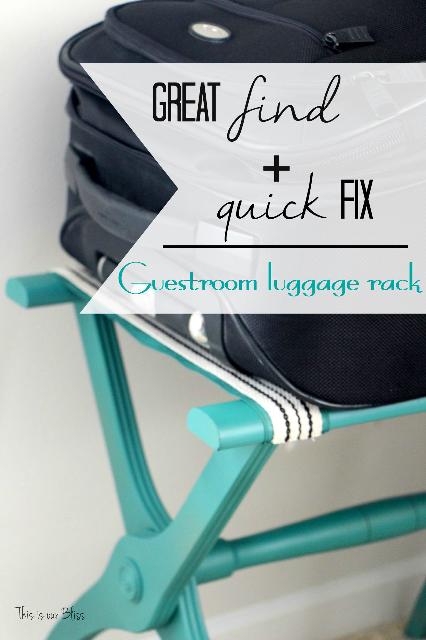 luggage rack makeover - great find + quick fix - guestroom luggage rack - guestroom revamp - This is our bliss