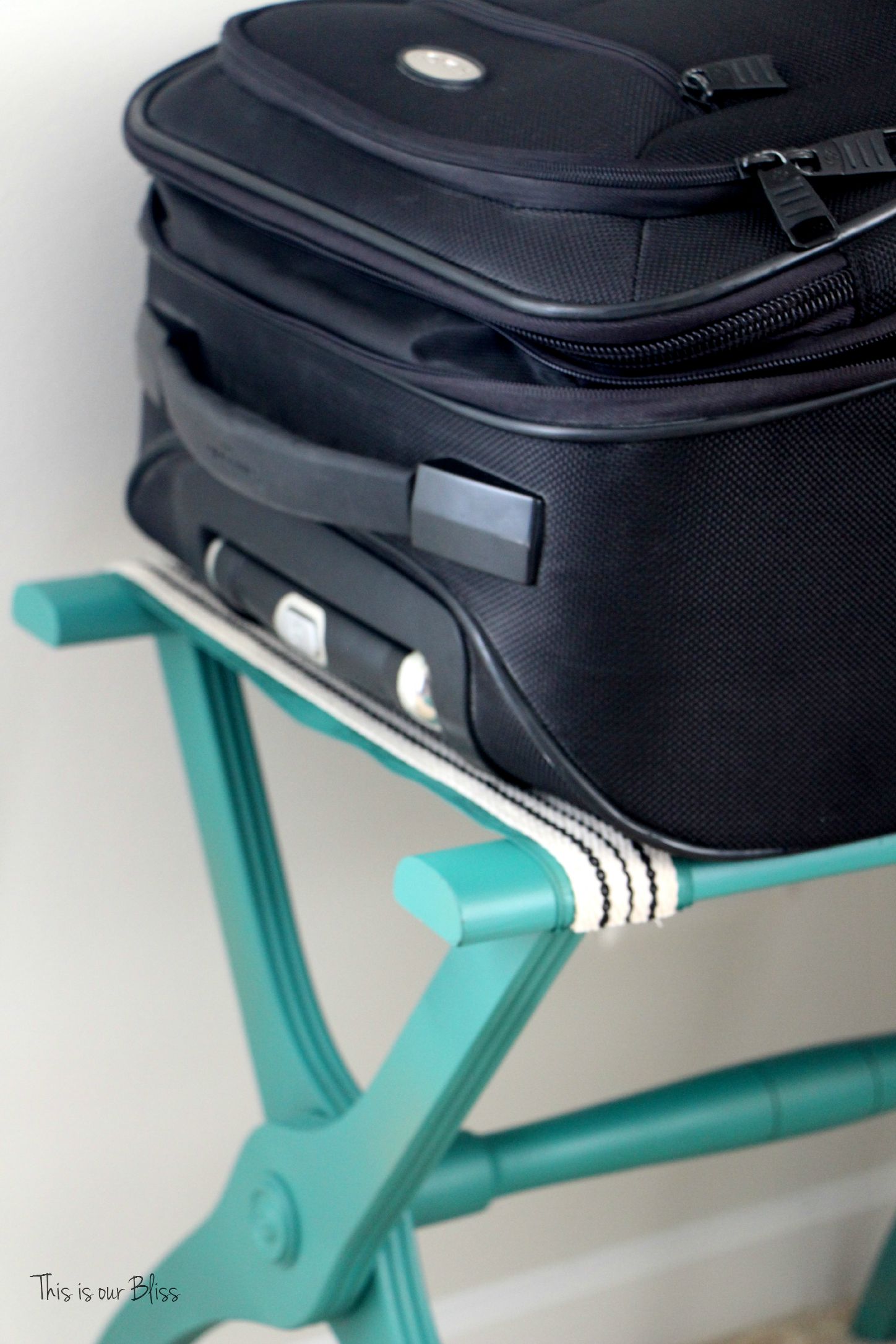 luggage rack makeover - great find + quick fix - guestroom luggage rack - This is our bliss