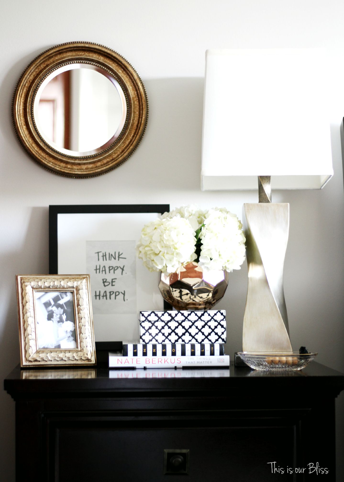 how to style a nightstand - back to basics - bedside table styling - bedoroom decor - This is our Bliss