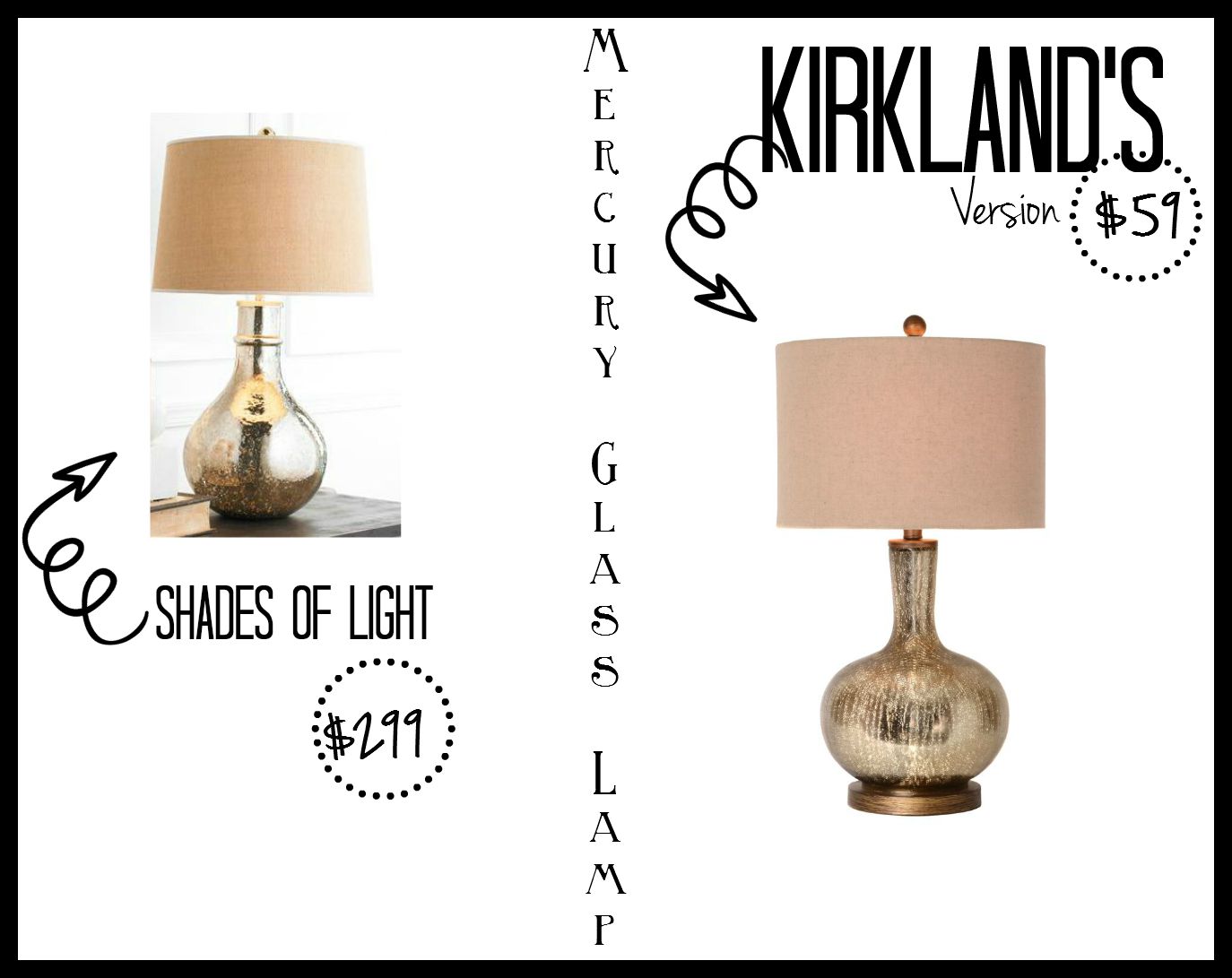 kirklands partnered post - mercury glass lamp - look for less - this is our bliss
